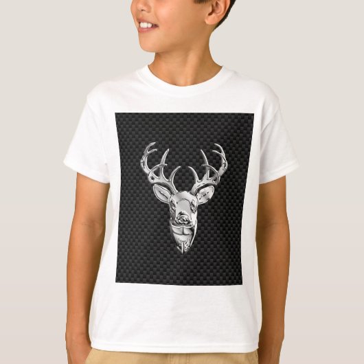Silver Deer Buck op koolstofvezelstijldecor T-shirt (Voorkant)