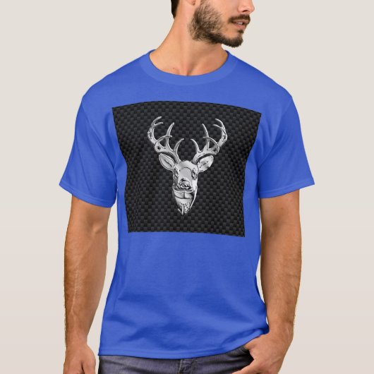 Silver Deer Buck op koolstofvezelstijldecor T-shirt (Voorkant)
