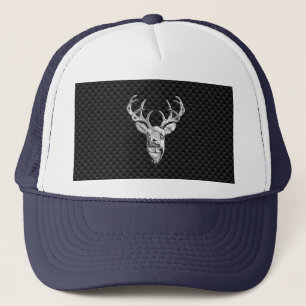Silver Deer Buck op koolstofvezelstijldecor Trucker Pet