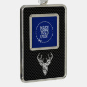 Silver Deer Cameo op koolstofvezelstijlpagina's Verzilverd Omlijst Ornament (Rechts)