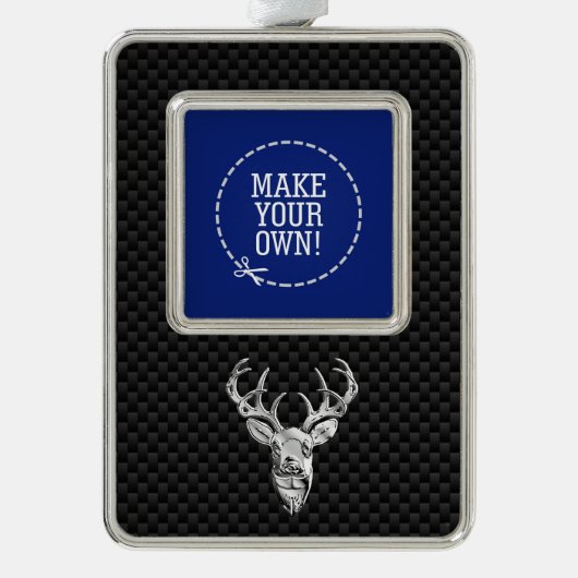 Silver Deer Cameo op koolstofvezelstijlpagina's Verzilverd Omlijst Ornament (Voorkant)