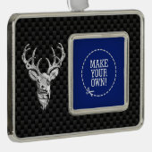 Silver Deer Cameo op koolstofvezelstijlpagina's Verzilverd Omlijst Ornament (Rechts)