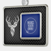 Silver Deer Cameo op koolstofvezelstijlpagina's Verzilverd Omlijst Ornament (Links)