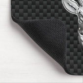 Silver Deer Decor on Carbon Fibre Style Print Muismat (Hoek)