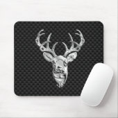 Silver Deer Decor on Carbon Fibre Style Print Muismat (Met muis)
