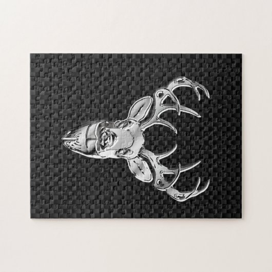 Silver Deer Design op koolstofvezel Legpuzzel (Horizontaal)