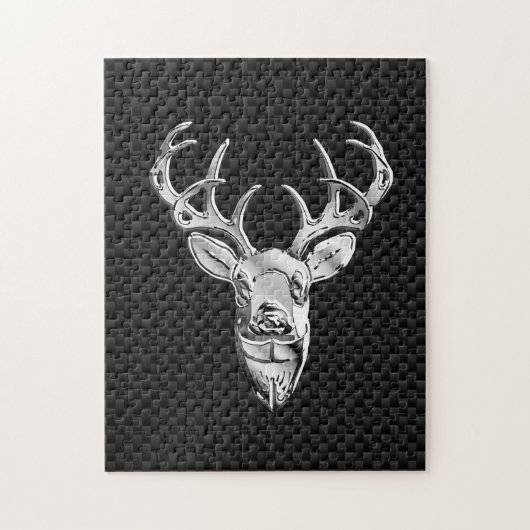 Silver Deer Design op koolstofvezel Legpuzzel (Verticaal)