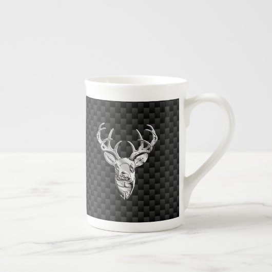 Silver Deer Design op koolstofvezel Porselein Kop (Rechts)