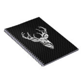 Silver Deer Face op Carbon Fibre Style Print Notitieboek (Rechterzijde)