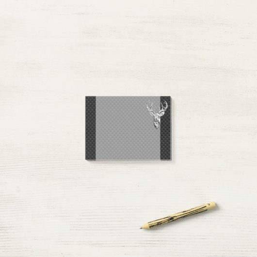 Silver Deer Face op Carbon Fibre Style Print Post-it® Notes (Op bureau)