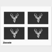 Silver Deer Face op Carbon Fibre Style Print Rechthoekige Sticker (Vel)