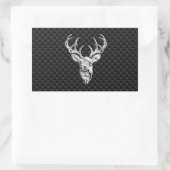 Silver Deer Face op Carbon Fibre Style Print Rechthoekige Sticker (Tas)
