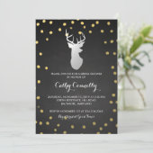 Silver Deer Gold Confetti Chalkboard Vrijgezellenf Kaart (Staand voorkant)