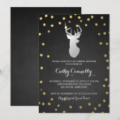Silver Deer Gold Confetti Chalkboard Vrijgezellenf Kaart (Voorkant / Achterkant)
