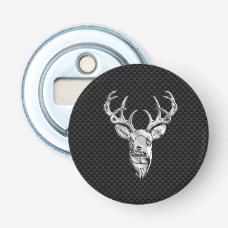 Silver Deer Head in koolstofvezelstijl Button Flesopener