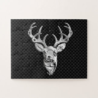 Silver Deer Head in koolstofvezelstijl Legpuzzel