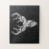 Silver Deer Head in koolstofvezelstijl Legpuzzel (Verticaal)
