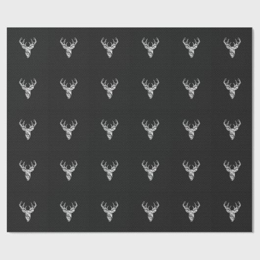 Silver Deer Head op een koolstofvezelstijldecor Cadeaupapier (Vlak)