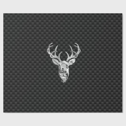 Silver Deer Head op een koolstofvezelstijldecor Cadeaupapier (Vlak)