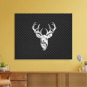 Silver Deer Head op een koolstofvezelstijldecor Canvas Afdruk (Insitu (Woonkamer))