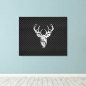 Silver Deer Head op een koolstofvezelstijldecor Canvas Afdruk (Insitu (Houten vloer))