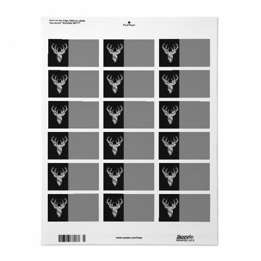 Silver Deer Head op een koolstofvezelstijldecor Etiket (Full Sheet)