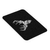 Silver Deer Head op een koolstofvezelstijldecor Magneet (Rechterzijde)