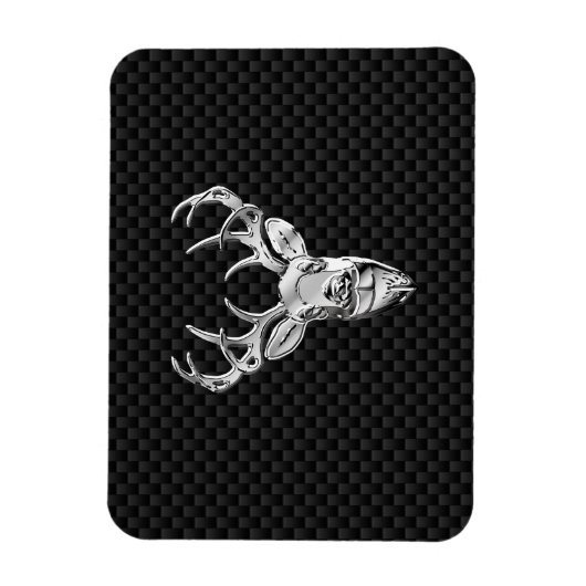 Silver Deer Head op een koolstofvezelstijldecor Magneet (Verticaal)