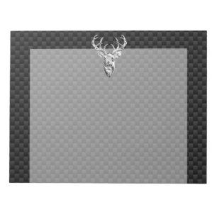Silver Deer Head op een koolstofvezelstijldecor Notitieblok