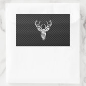 Silver Deer Head op een koolstofvezelstijldecor Rechthoekige Sticker (Tas)