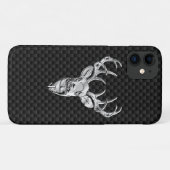 Silver Deer Head op koolstofvezel Case-Mate iPhone Case (Achterkant (horizontaal))