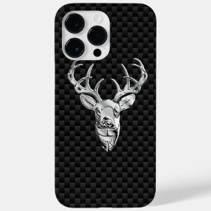 Silver Deer Head op koolstofvezel Case-Mate iPhone 14 Pro Max Hoesje