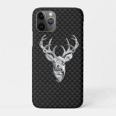 Silver Deer Head op koolstofvezel Case-Mate iPhone Case (Achterkant)
