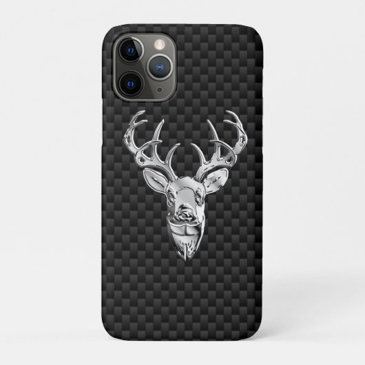 Silver Deer Head op koolstofvezel Case-Mate iPhone Case (Achterkant)
