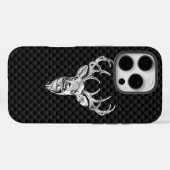 Silver Deer Head op koolstofvezel Case-Mate iPhone Case (Achterkant (horizontaal))