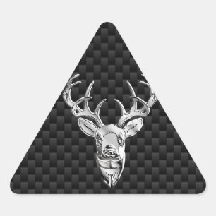 Silver Deer op zwarte koolstofvezel Sticker
