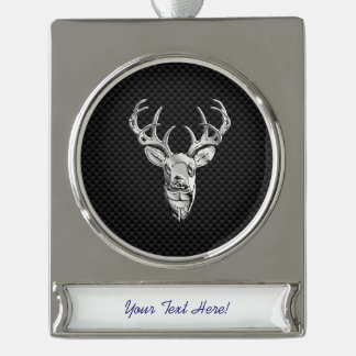 Silver Deer Trophy op koolstofvezel Stijl afdrukke Verzilverd Banner Ornament
