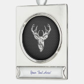 Silver Deer Trophy op koolstofvezel Stijl afdrukke Verzilverd Banner Ornament (Links)