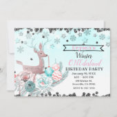 Silver Deer Winter ONEderland 1e verjaardagsfeestj Kaart (Voorkant)