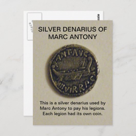 Silver Denarius van MARC ANTONY Photo Briefkaart (Voorkant / Achterkant)