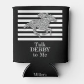 Silver Derby Race Horse Black White Stripes Blikjeskoeler (Voorkant)