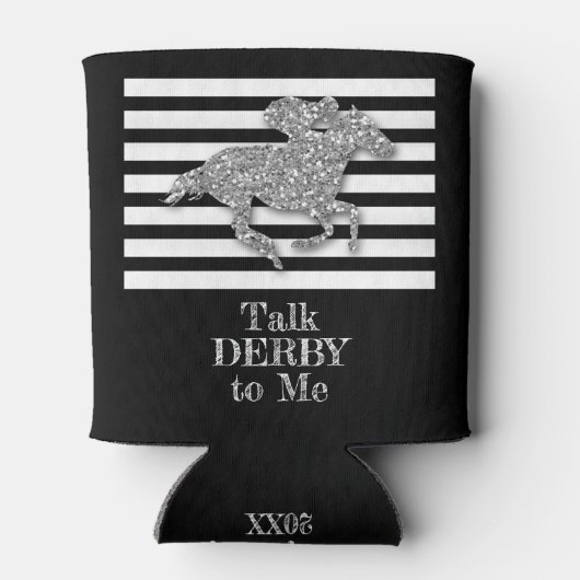 Silver Derby Race Horse Black White Stripes Blikjeskoeler (Achterkant)