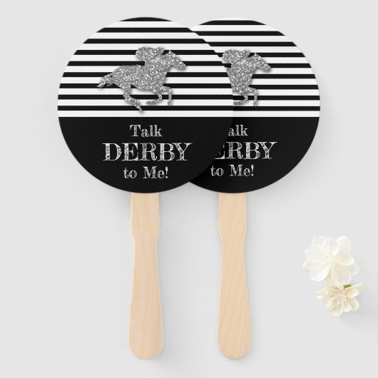 Silver Derby Race Horse Black White Stripes Handwaaier (Voorkant en achterkant)