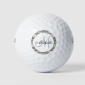🏌️ ‍ Silver Design met Monogram en Naam Golfballen (Voorkant)