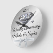 Silver Diamond 60th Jubileum Gift for Wife on Ronde Klok (Hoek)