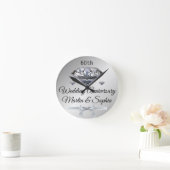 Silver Diamond 60th Jubileum Gift for Wife on Ronde Klok (Huis)