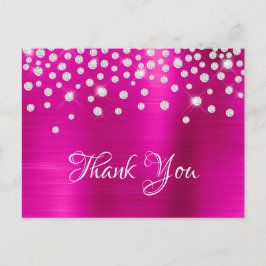 Silver Diamond Confetti Hot Pink Satin Folie Briefkaart
