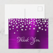 Silver Diamond Confetti Magenta Paarse Satin Folie Briefkaart (Voorkant / Achterkant)