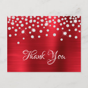 Silver Diamond Confetti Red Satin Gradient Folie Briefkaart