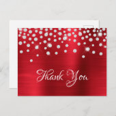 Silver Diamond Confetti Red Satin Gradient Folie Briefkaart (Voorkant / Achterkant)